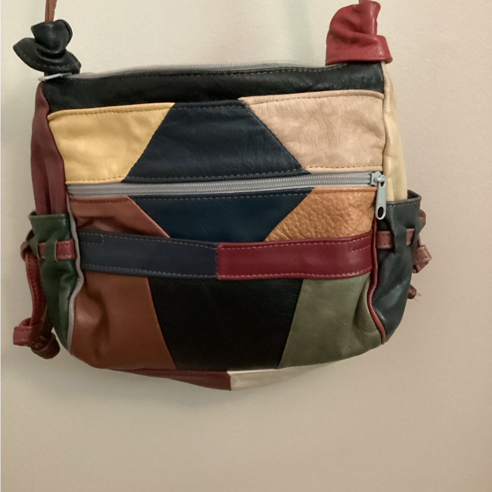 Multi-Color Patchwork Leather Crossbody Bag